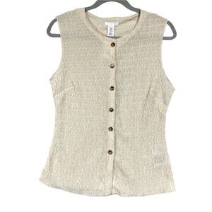 NEW H&M Button Up Vest Textured Jersey Waistcoat Dainty Size M Cream